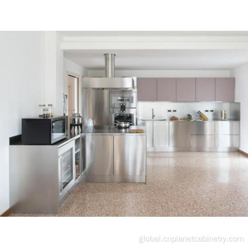 stainless steel kitchen European Motorized Modular Kitchen Cabinet Stainless Steel Supplier